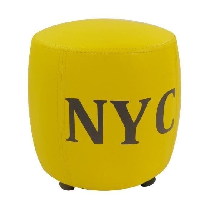 Pouf tonneau imprimé NYC jaune 31 cm