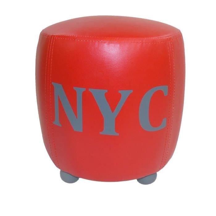 Pouf tonneau imprimé NYC rouge 31 cm