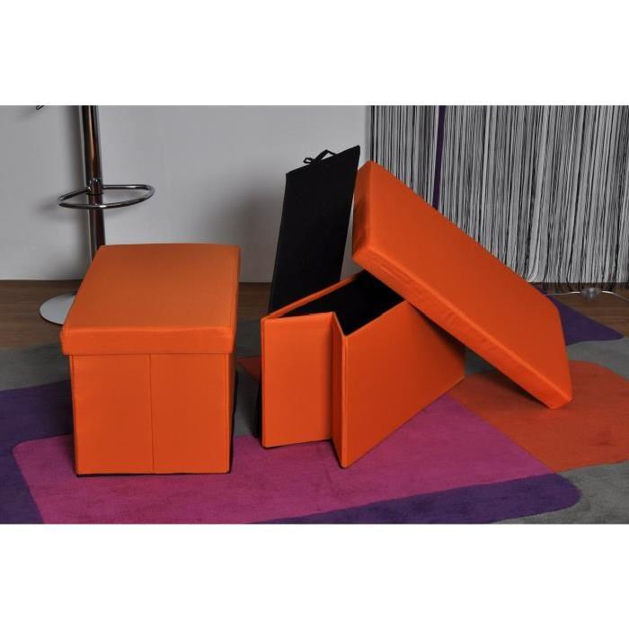 Coffre pouf pliant SUNNY 2 places orange