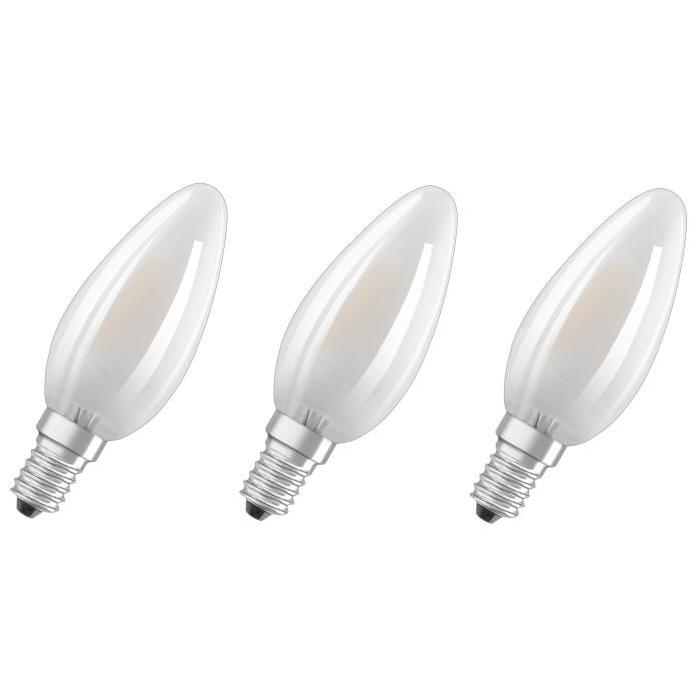 OSRAM Lot de 3 Ampoules LED E14 flamme dépolie 4 W équivalent a 40 W blanc chaud