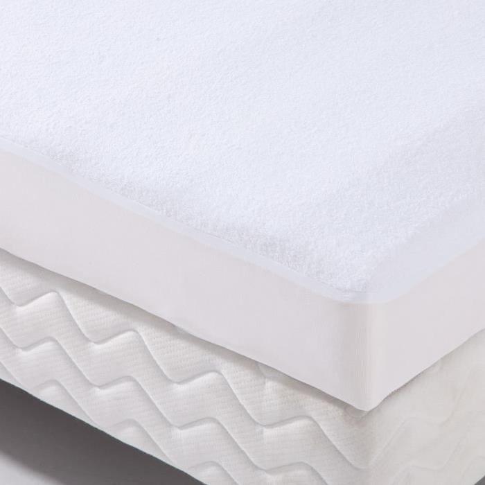 Protection literie housse imperméable Transalese éponge 100% coton 160x200 cm blanc