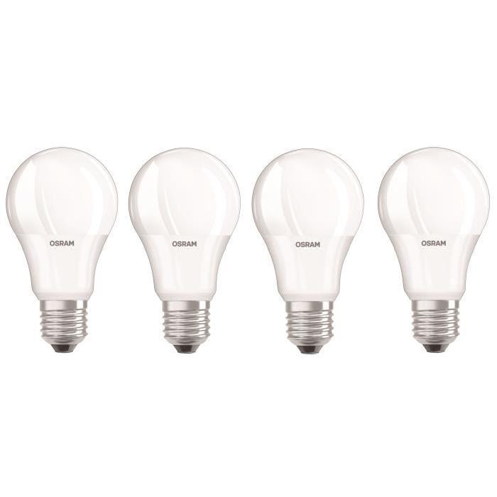 OSRAM Lot de 4 Ampoules LED E27 standard dépolie 9 W équivalent a 60 W blanc froid