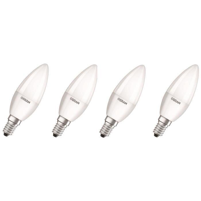 OSRAM Lot de 4 Ampoules LED E14 flamme dépolie 5 W équivalent a 40 W blanc froid