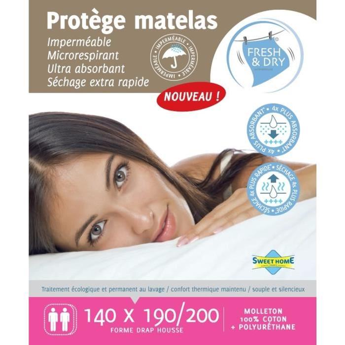 SWEET HOME Protege-matelas Sara Fresh and Dry 140x190/200 cm blanc