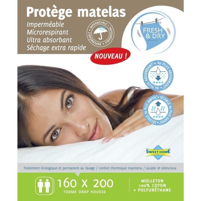 SWEET HOME Protege-matelas Sara Fresh and Dry 160x200 cm blanc