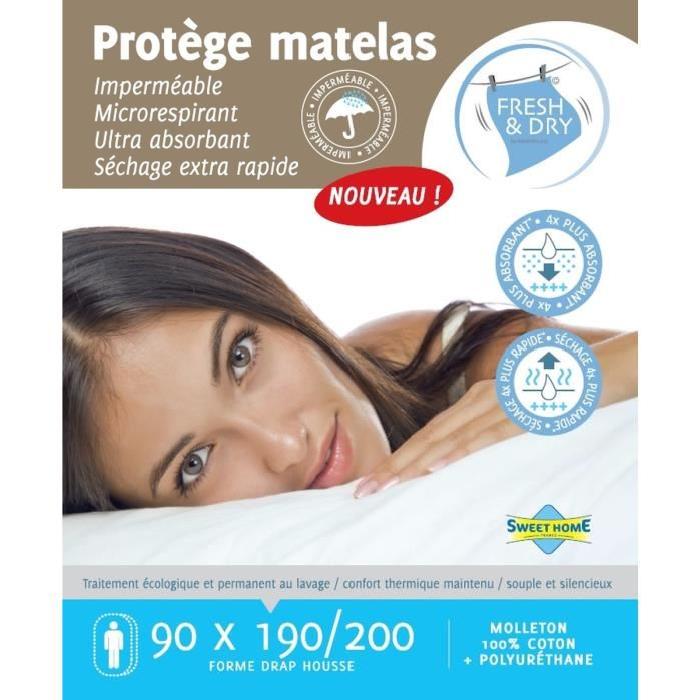 SWEET HOME Protege-matelas Sara Fresh and Dry 90x190/200 cm blanc