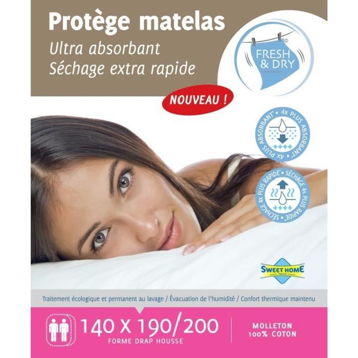 SWEET HOME Protege-matelas Tendre nuit Fresh and Dry 140x190/200 cm blanc