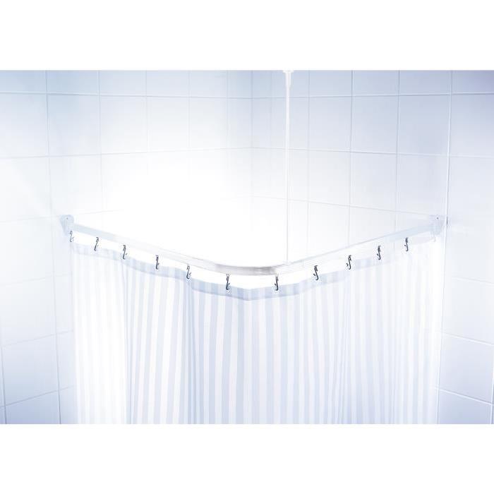 Barre de douche coulissantes + crochets - 90 x 90cm - Aluminium Brillant