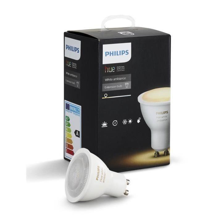 PHILIPS Hue White Ambiance Ampoule LED connectée GU10 9 W équivalent a 60 W