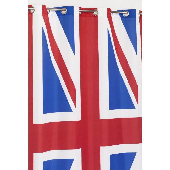 Rideau ENGLAND 8 oeillets - Rouge - imprimé UK - 140 x 245 cm