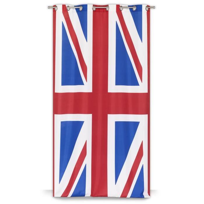 Rideau ENGLAND 8 oeillets - Rouge - imprimé UK - 140 x 245 cm