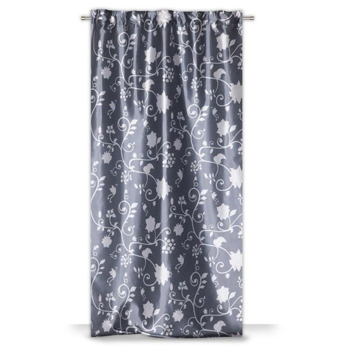 Rideau BUTTERFLY Galon Fronceur et pattes - Gris - 140 x 245 cm