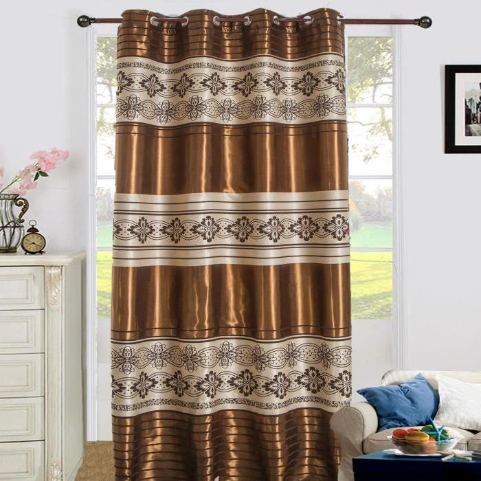 Rideau Occultant a oeillets - 140x260 cm - Chocolat & Beige