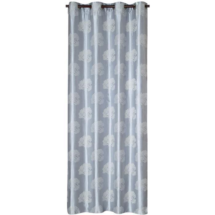 Rideau occultant arbres scandinave 140x260 cm gris