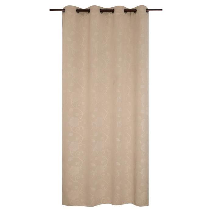 Rideau occultant fleurs scandinave 140x260 cm beige