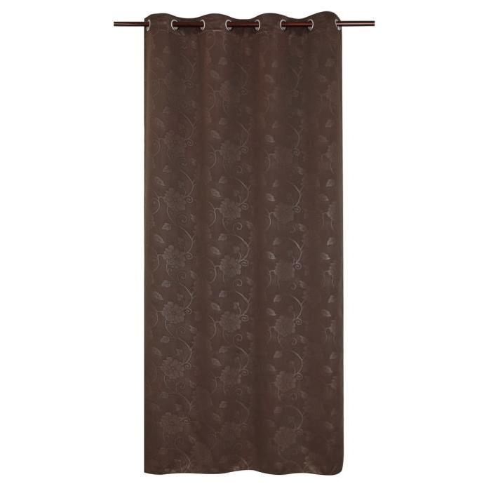 Rideau occultant fleurs scandinave 140x260 cm chocolat