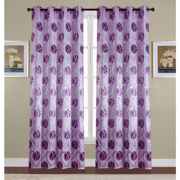 Paire de double rideaux - 2x140x260cm - Violet