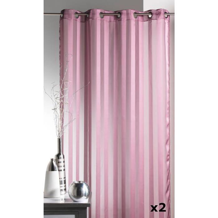 Paire de voilages rayés FRUITE BOIS DE ROSE 140