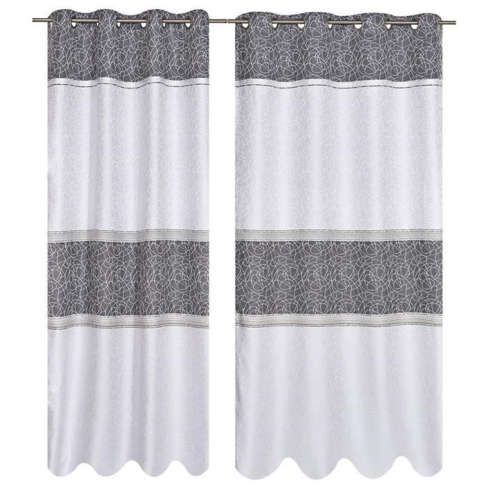 Double rideau Jacquard 140x260cm Blanc