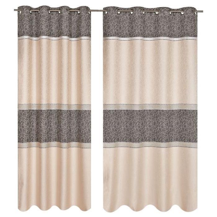 Double rideau Jacquard 140x260cm Gris