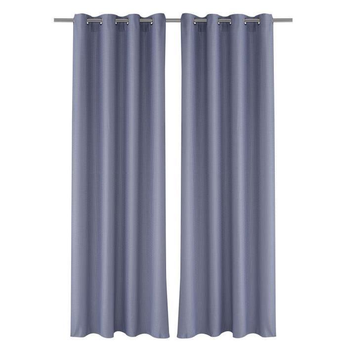 Paire de Double Rideaux Jaquard GRIS 140x260cm