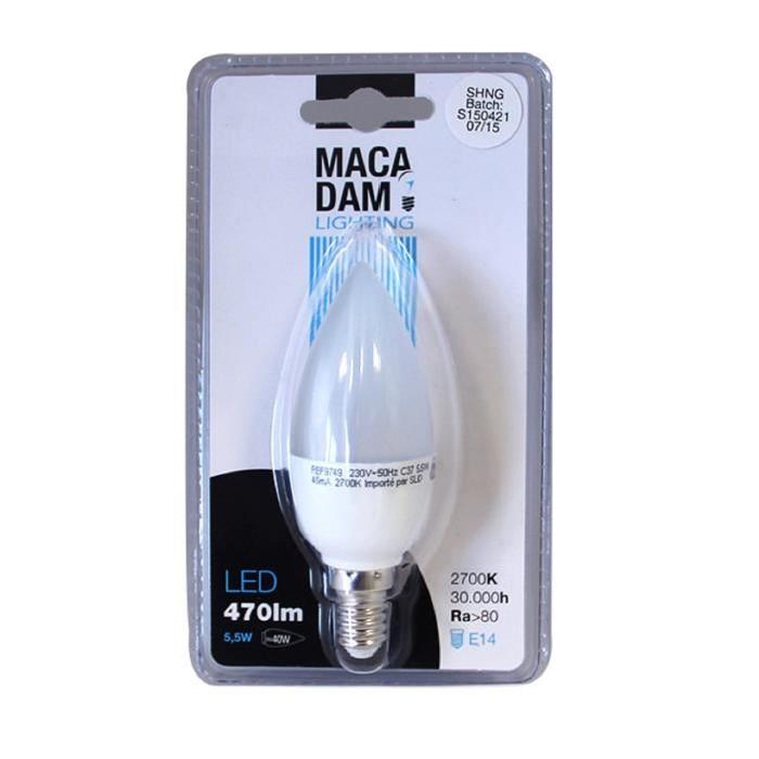 MACADAM LIGHTING Ampoule LED flamme E14 5,5 W équivalent a 40 W blanc chaud