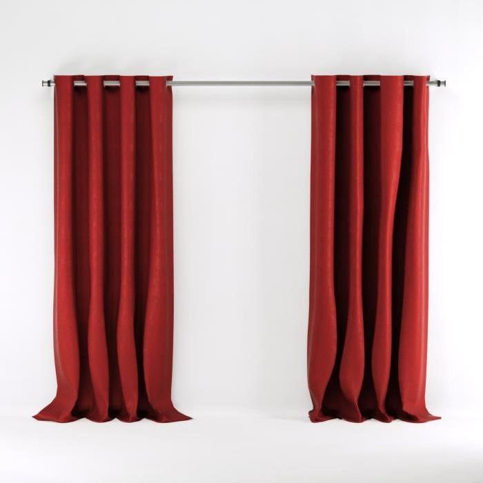 Double rideau occultant effet velours 140x260cm Bordeaux