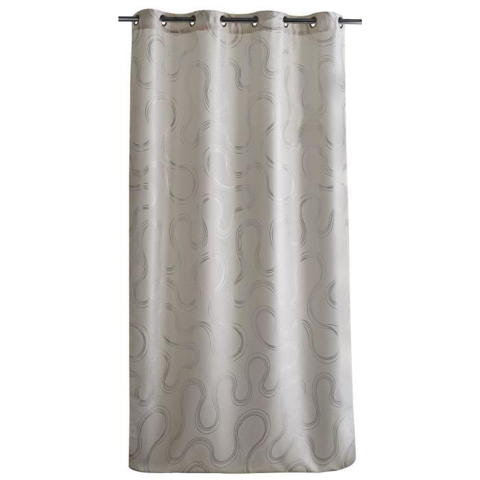 Double rideau occultant a motif sinueux 140x260cm Blanc