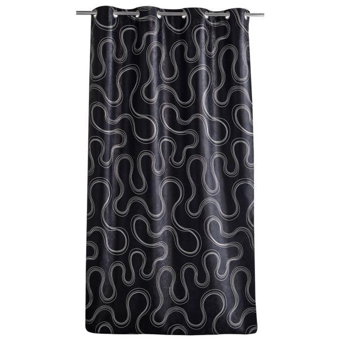 Double rideau occultant a motif sinueux 140x260cm Noir