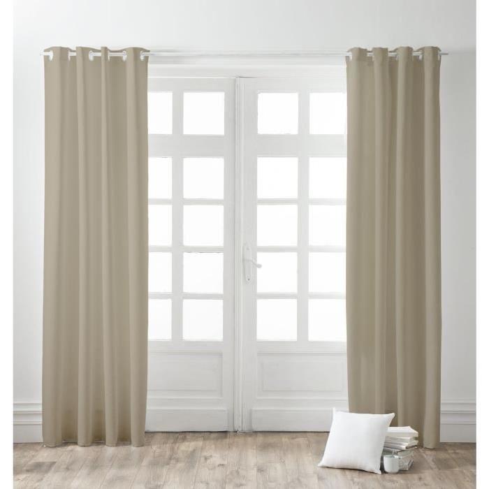 FINLANDEK Paire de rideaux a oeillets 100% coton Kauha 140x240 cm mastic