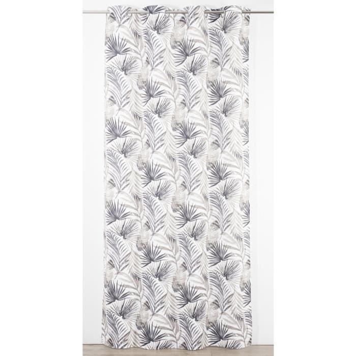 Rideau imprimé Tropical 135x260 cm gris