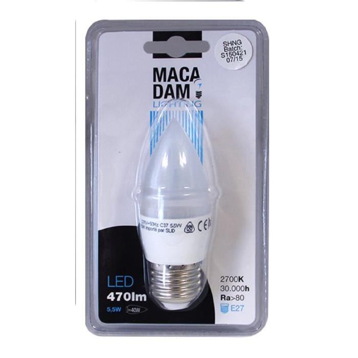 MACADAM LIGHTING Ampoule LED flamme E27 5,5 W équivalent a 40 W blanc chaud