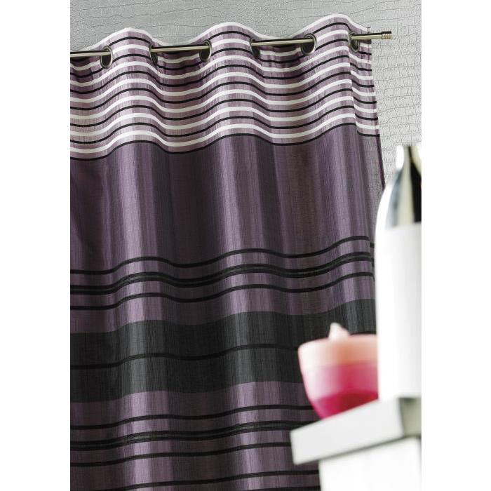 Rideau shantung rayures chenille PRUNE 140x260cm