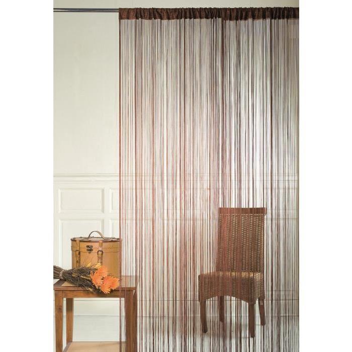 BRISE Rideau de Fils Mercerisés - Marron Taupe - H 90 x L 240 cm