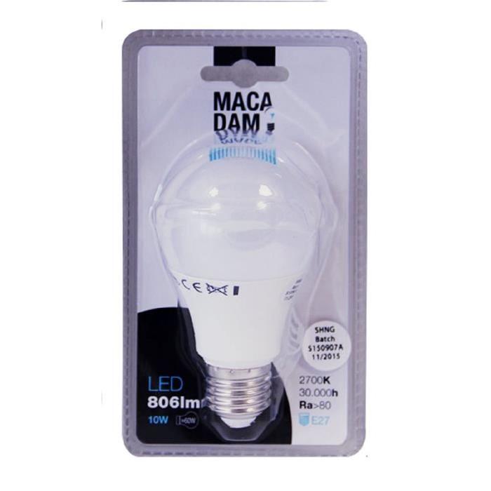 MACADAM LIGHTING Ampoule LED standard E27 10 W équivalent a 60 W blanc chaud