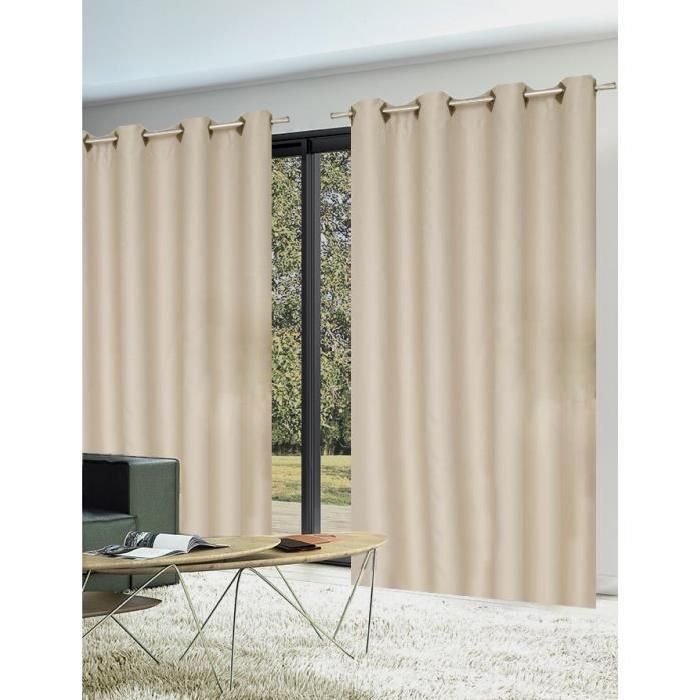 Paire de Rideaux Occultant 140x300 cm Beige