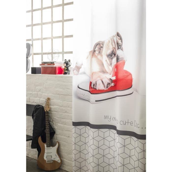 TODAY Rideau Doggy 140x240 cm blanc, gris et rouge