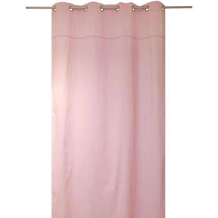 SOLEIL D'OCRE Rideau a oeillets Dentelle 100% coton 140x240 cm rose