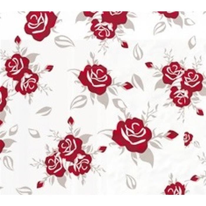 SOLEIL D'OCRE Rideau a oeillets brodé Eloise 100% coton 140x240 cm blanc et rouge