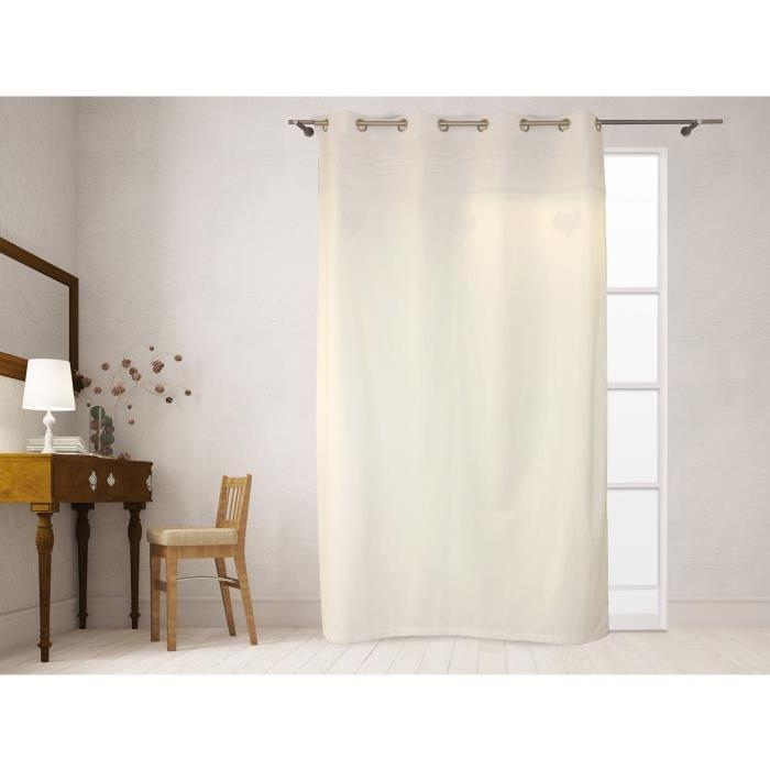 SOLEIL D'OCRE Rideau a oeillets Poeme 140x240 cm - 100% coton - Blanc