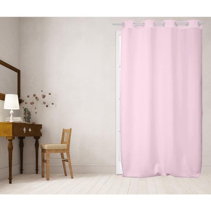 SOLEIL D'OCRE Rideau a oeillets Panama - 135x250 cm - Rose