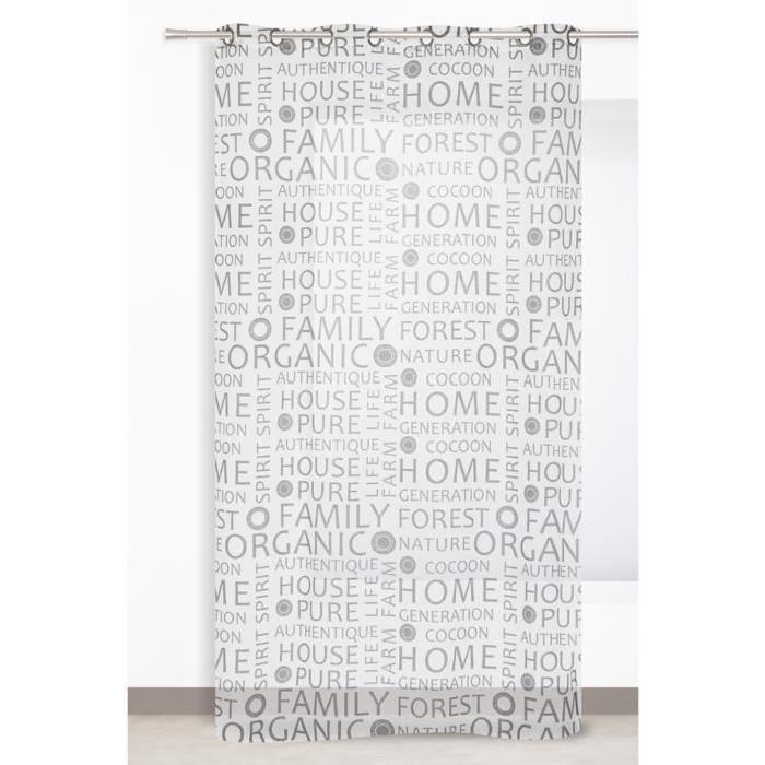 Voilage a 8 oeillets Organic 140x240 cm blanc et gris foncé