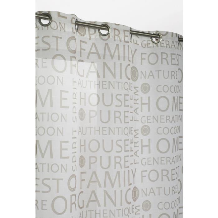 Voilage a 8 oeillets Organic 140x280 cm gris clair et taupe