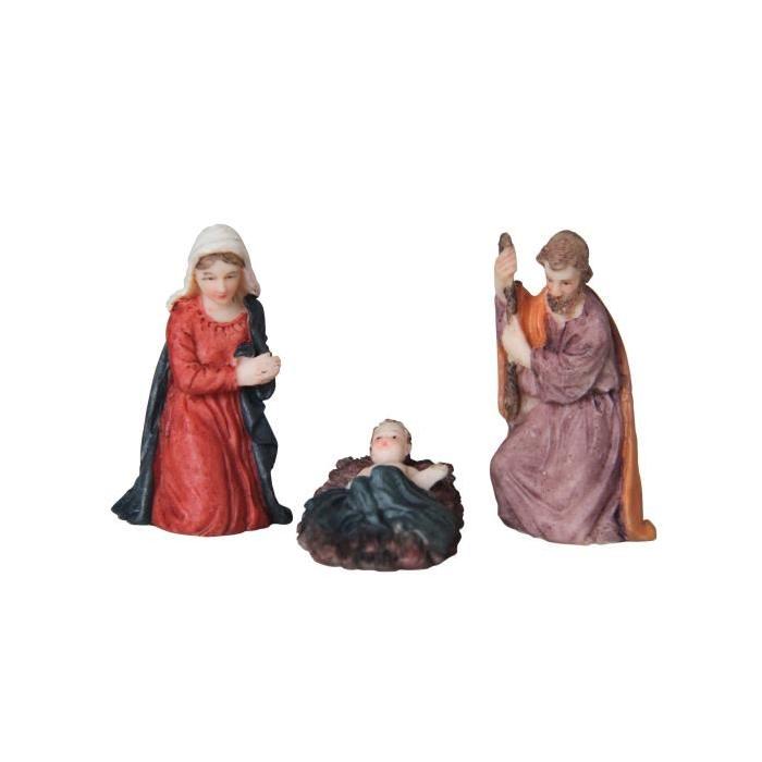 Lot de 3 Santons Nativité multicolore en polyrésine