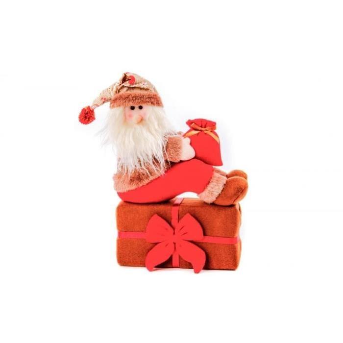 Personnage de Noël :  Pere Noël en tissu 30 cm Rouge
