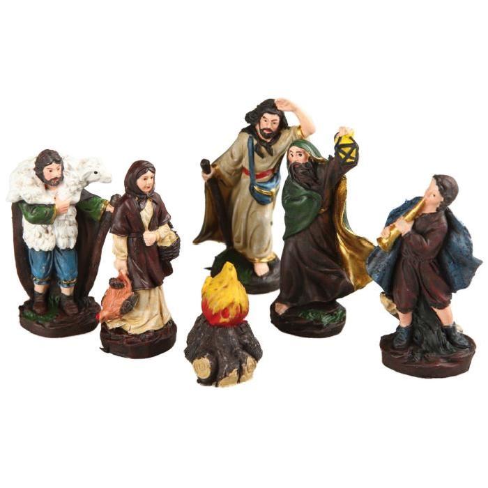 Lot de 6 Santons de Noël en plastique marron 10cm