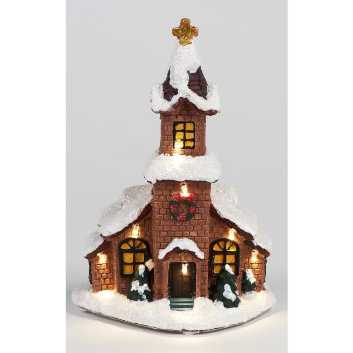 Figurine de Noël Église de Noël lumineux Multicolore 18x12,5 cm