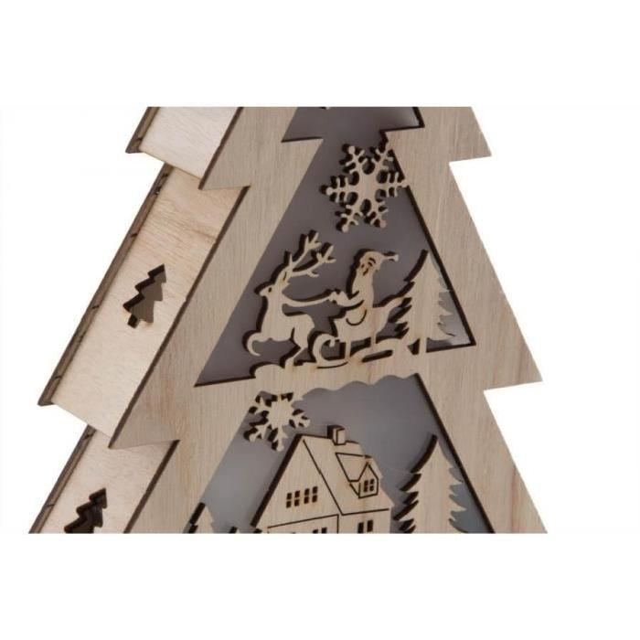 Sapin de Noël artificiel lumineux en bois 18x4,5x25 cm