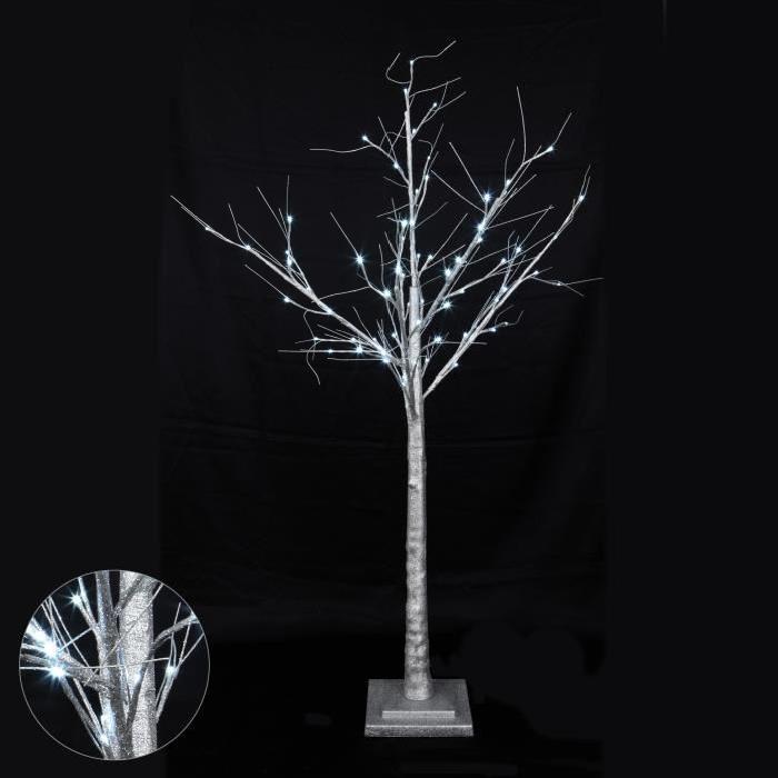 Sapin de Noël artificiel lumineux Blanc en PVC et plastique H150 cm avec Pieds