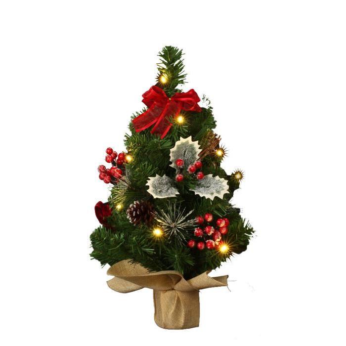 Sapin de Noël artificiel lumineux Blanc en plastique 50x35 cm